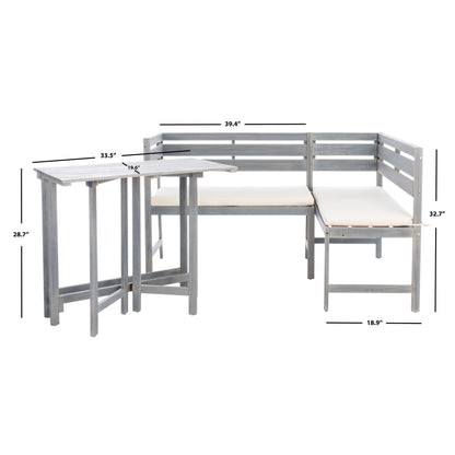 Ensemble de salon d'extérieur d'angle pour balcon Kenna 3 pièces de SAFAVIEH - 39L x 19P x 33H (mesures en pouces)
