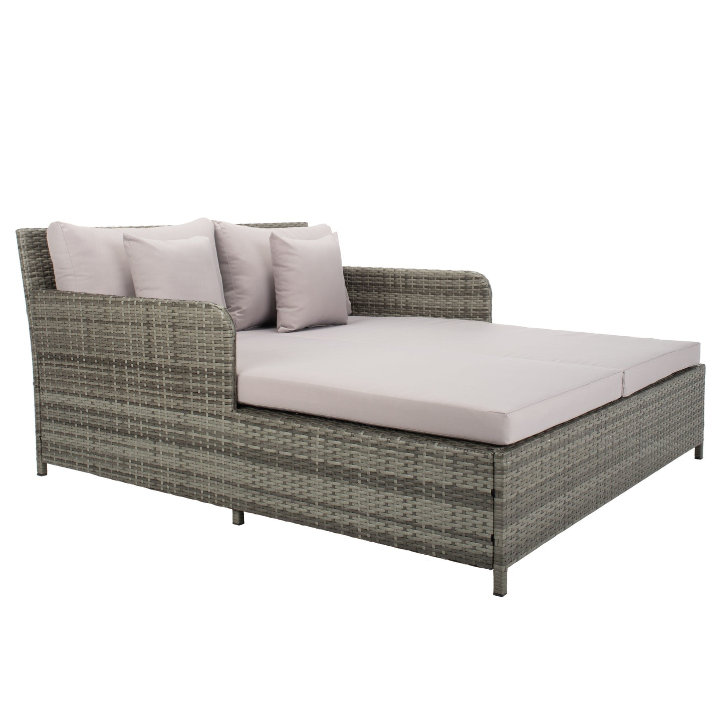 SAFAVIEH Lit de jardin Taniyah en osier avec coussins - 135L x 71P x 157H (cm)