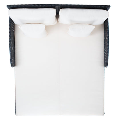 SAFAVIEH Lit de jardin Taniyah en osier avec coussins - 135L x 71P x 157H (cm)