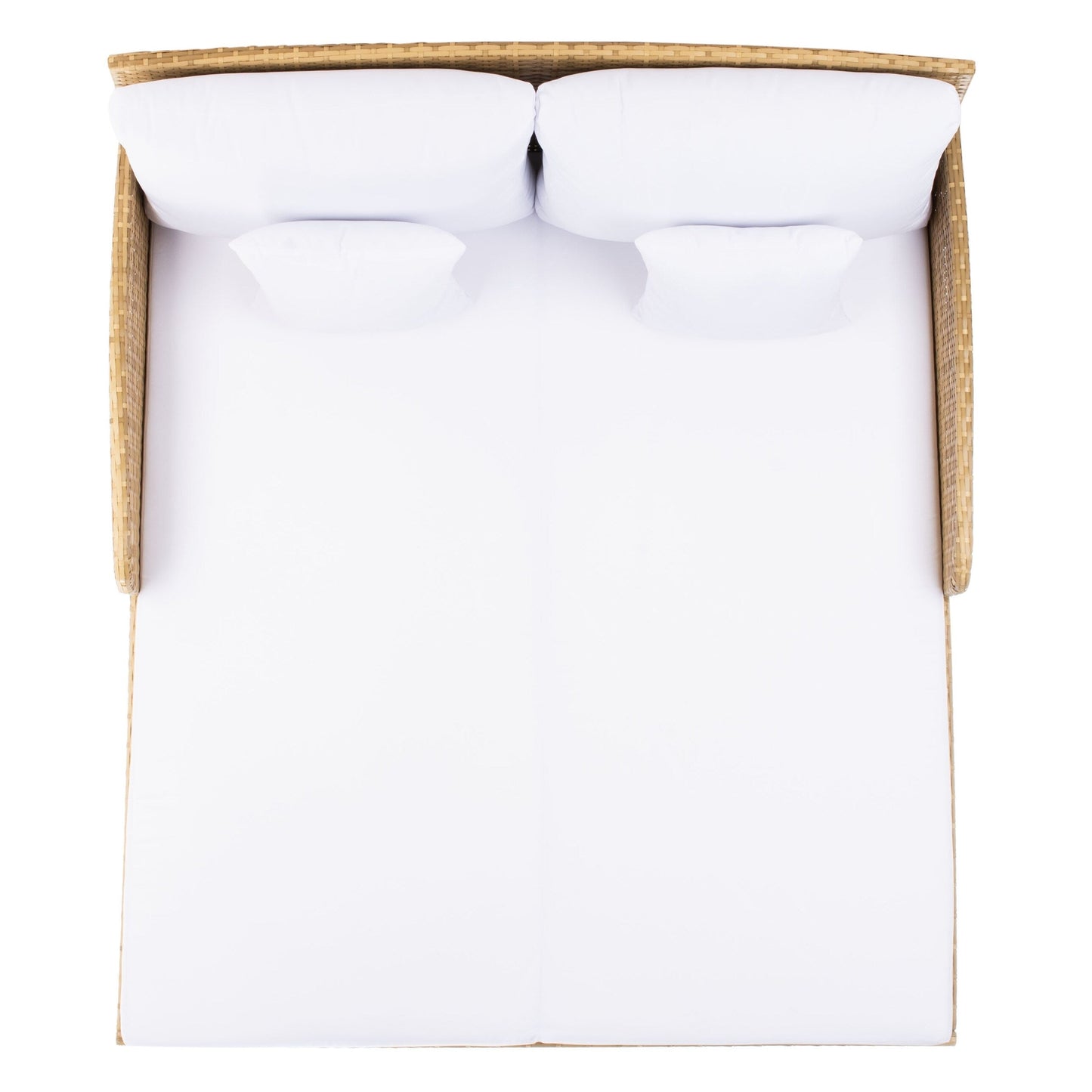 SAFAVIEH Lit de jardin Taniyah en osier avec coussins - 135L x 71P x 157H (cm)