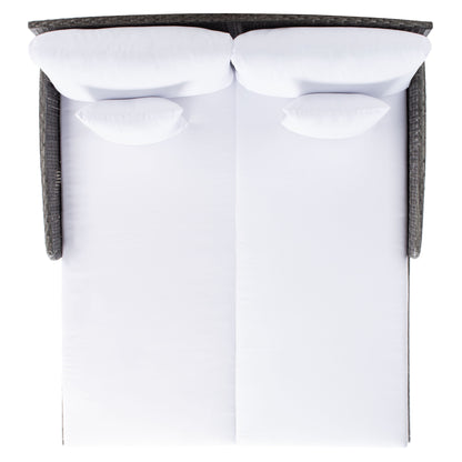 SAFAVIEH Lit de jardin Taniyah en osier avec coussins - 135L x 71P x 157H (cm)