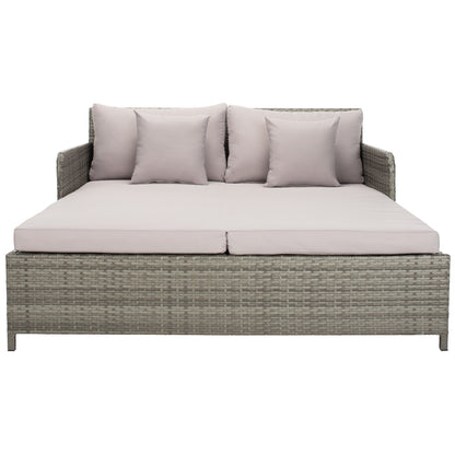 SAFAVIEH Lit de jardin Taniyah en osier avec coussins - 135L x 71P x 157H (cm)