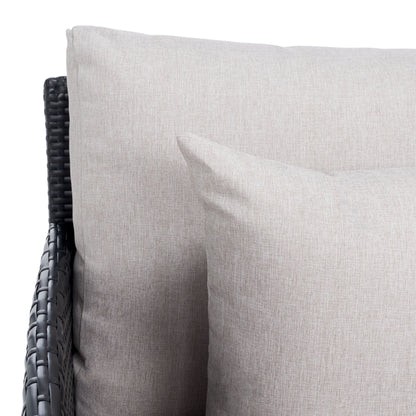 SAFAVIEH Lit de jardin Taniyah en osier avec coussins - 135L x 71P x 157H (cm)