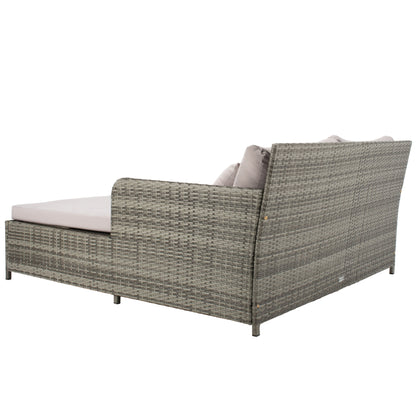 SAFAVIEH Lit de jardin Taniyah en osier avec coussins - 135L x 71P x 157H (cm)