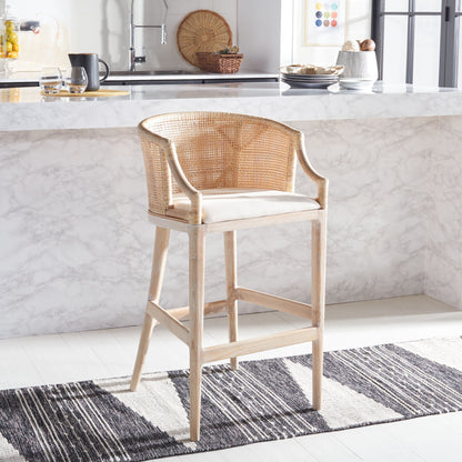 Tabouret de bar en rotin SAFAVIEH Virona de 76 cm (30 pouces) - 56,6 x 52,1 x 99 cm (22,3 L x 20,5 l x 39 h) - 56,6L x 52,1l x 99h