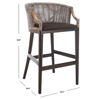 Tabouret de bar en rotin SAFAVIEH Virona de 76 cm (30 pouces) - 56,6 x 52,1 x 99 cm (22,3 L x 20,5 l x 39 h) - 56,6L x 52,1l x 99h