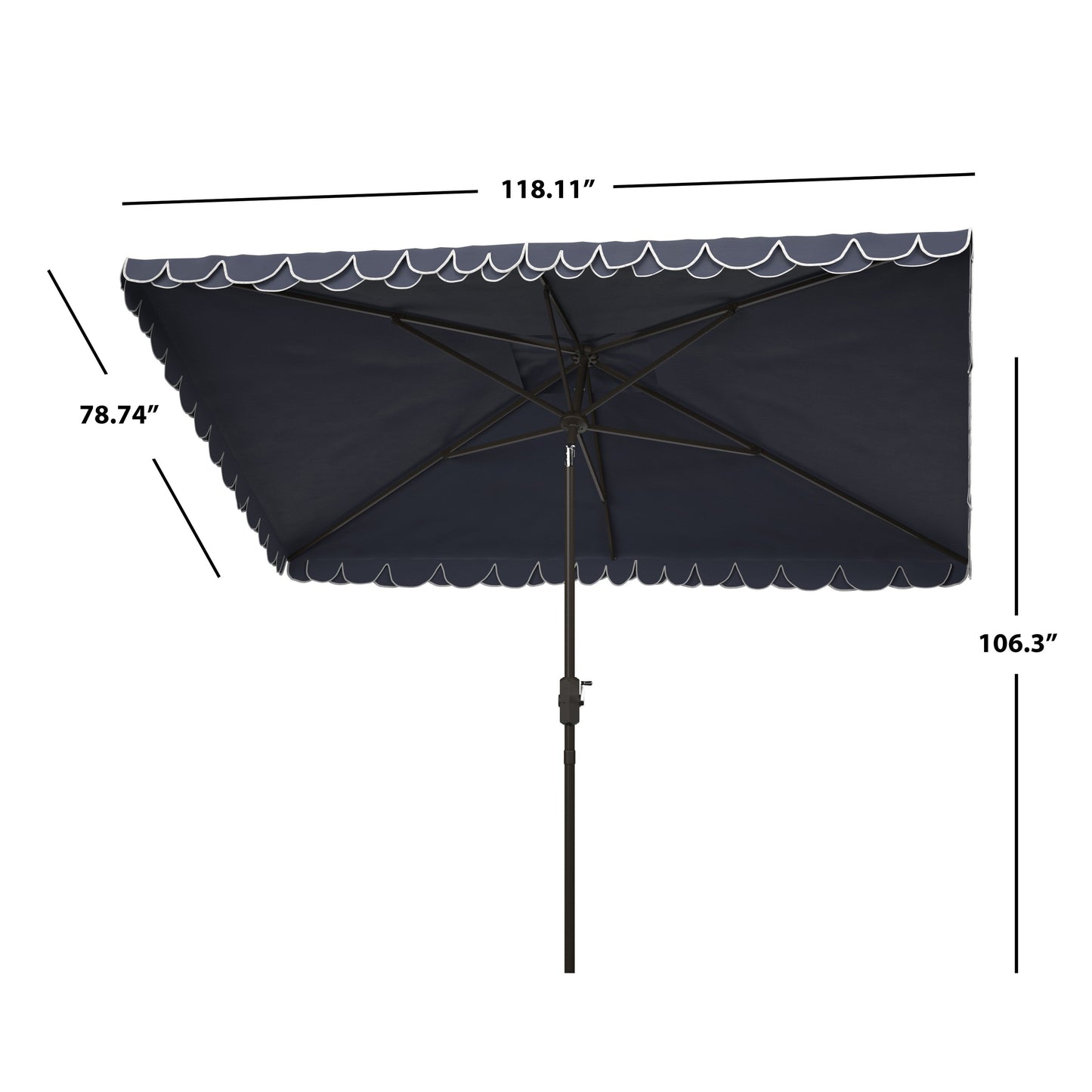 Parasol rectangulaire d'extérieur Zariah de SAFAVIEH, 6'x10', avec liseré