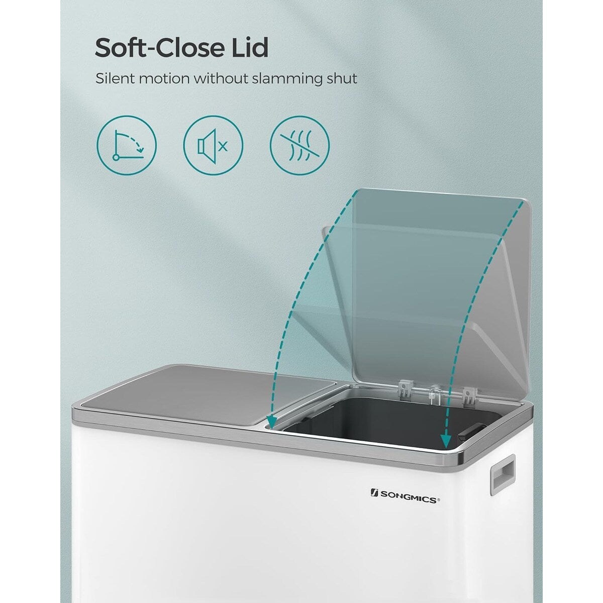 SONGMICS Poubelle à double compartiment, 2 x 8 gallons, acier inoxydable