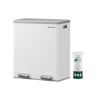 SONGMICS Poubelle à double compartiment, 2 x 8 gallons, acier inoxydable