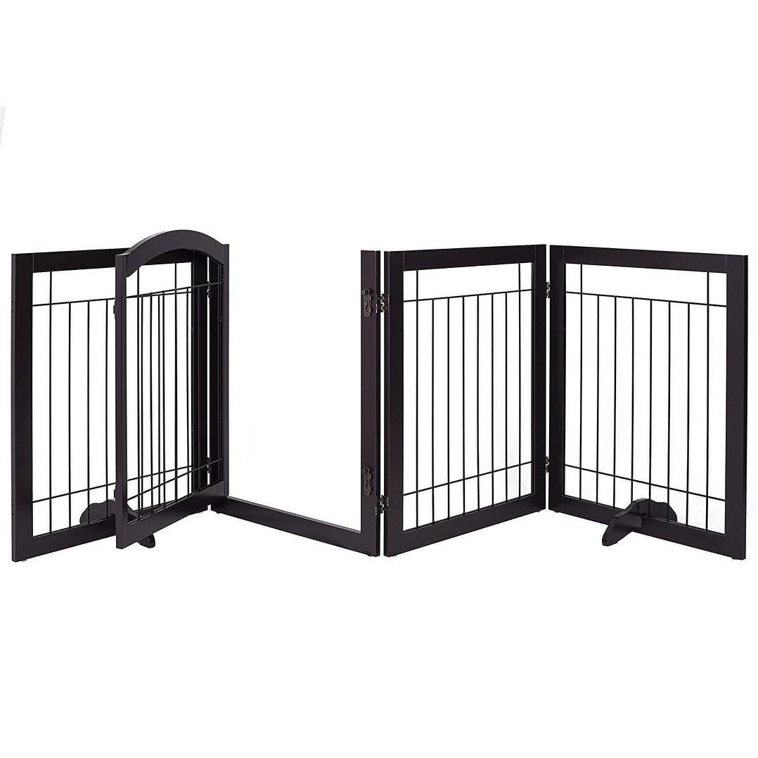 SPIRICH Barrière pour chien extra large de 96 pouces (244 cm) et haute de 30 pouces (76 cm) avec porte, barrière pour animaux de compagnie en fil métallique autoportante, clôture de sécurité pour chiots.