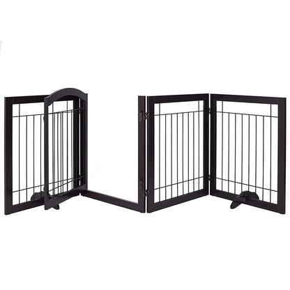 SPIRICH Barrière pour chien extra large de 96 pouces (244 cm) et haute de 30 pouces (76 cm) avec porte, barrière pour animaux de compagnie en fil métallique autoportante, clôture de sécurité pour chiots.