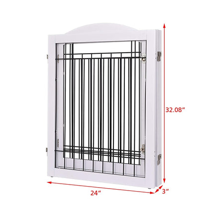 SPIRICH Barrière pour chien extra large de 96 pouces (244 cm) et haute de 30 pouces (76 cm) avec porte, barrière pour animaux de compagnie en fil métallique autoportante, clôture de sécurité pour chiots.