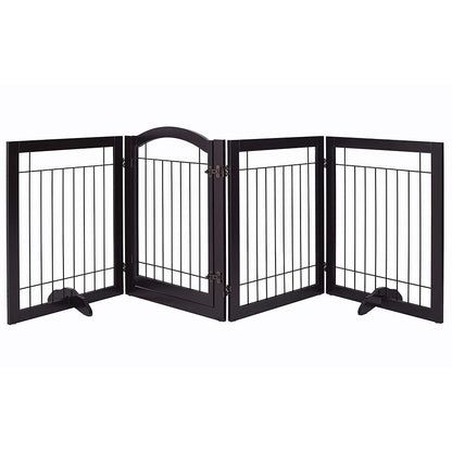 SPIRICH Barrière pour chien extra large de 96 pouces (244 cm) et haute de 30 pouces (76 cm) avec porte, barrière pour animaux de compagnie en fil métallique autoportante, clôture de sécurité pour chiots.