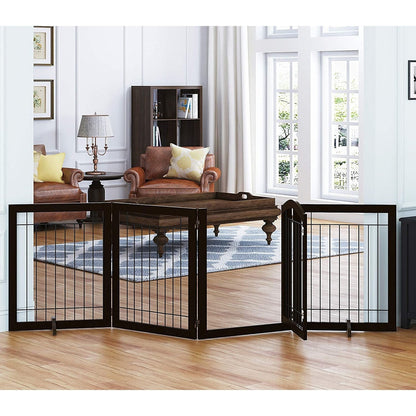 SPIRICH Barrière pour chien extra large de 96 pouces (244 cm) et haute de 30 pouces (76 cm) avec porte, barrière pour animaux de compagnie en fil métallique autoportante, clôture de sécurité pour chiots.
