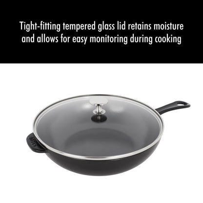 Casserole quotidienne en fonte STAUB de 2,9 quarts avec couvercle en verre