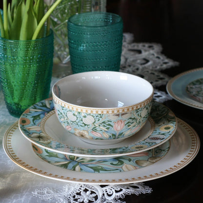 Service de table en porcelaine fine Morris Garden de STP Goods, lot de 24 pièces pour 6 personnes