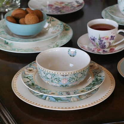 Service de table en porcelaine fine Morris Garden de STP Goods, lot de 24 pièces pour 6 personnes