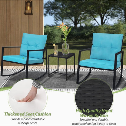 Ensemble de bistro à balançoire de patio extérieur SUNCROWN en métal noir, 3 pièces