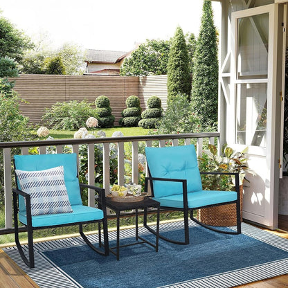 Ensemble de bistro à balançoire de patio extérieur SUNCROWN en métal noir, 3 pièces