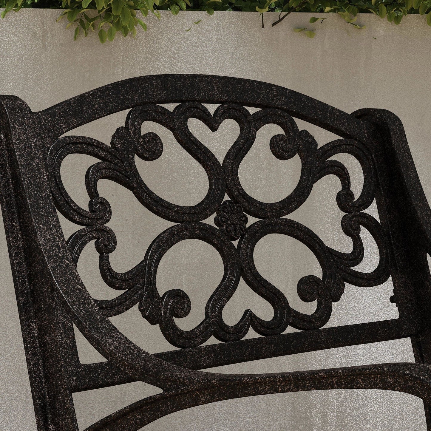 Ensemble de repas d'extérieur Sanibel en aluminium bronze, 7 pièces, comprenant une table ovale de 72 pouces et six chaises à accoudoirs de Homestyles.