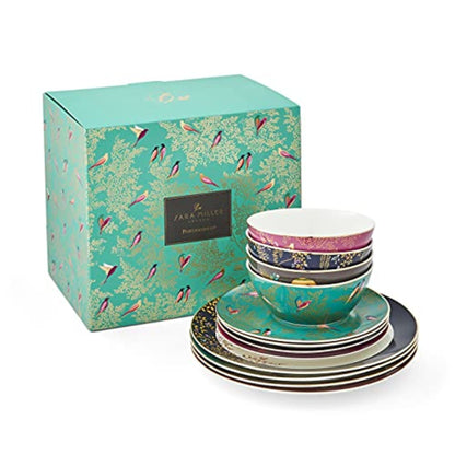 Service de table Sara Miller London Chelsea 12 pièces - 11 assiettes de service, 8 assiettes à dessert, 6 bols