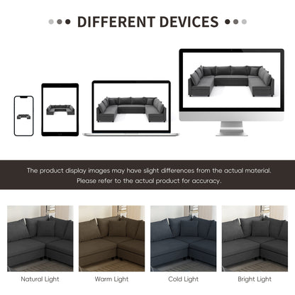 Canapé d'angle, ensemble de canapé en chenille en forme de U réversible, combinaison libre, canapé convertible 8 places surdimensionné