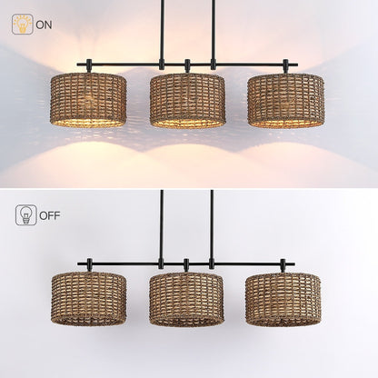 Suspension linéaire à 3 lumières pour îlot de cuisine, style ferme, noir - 41W