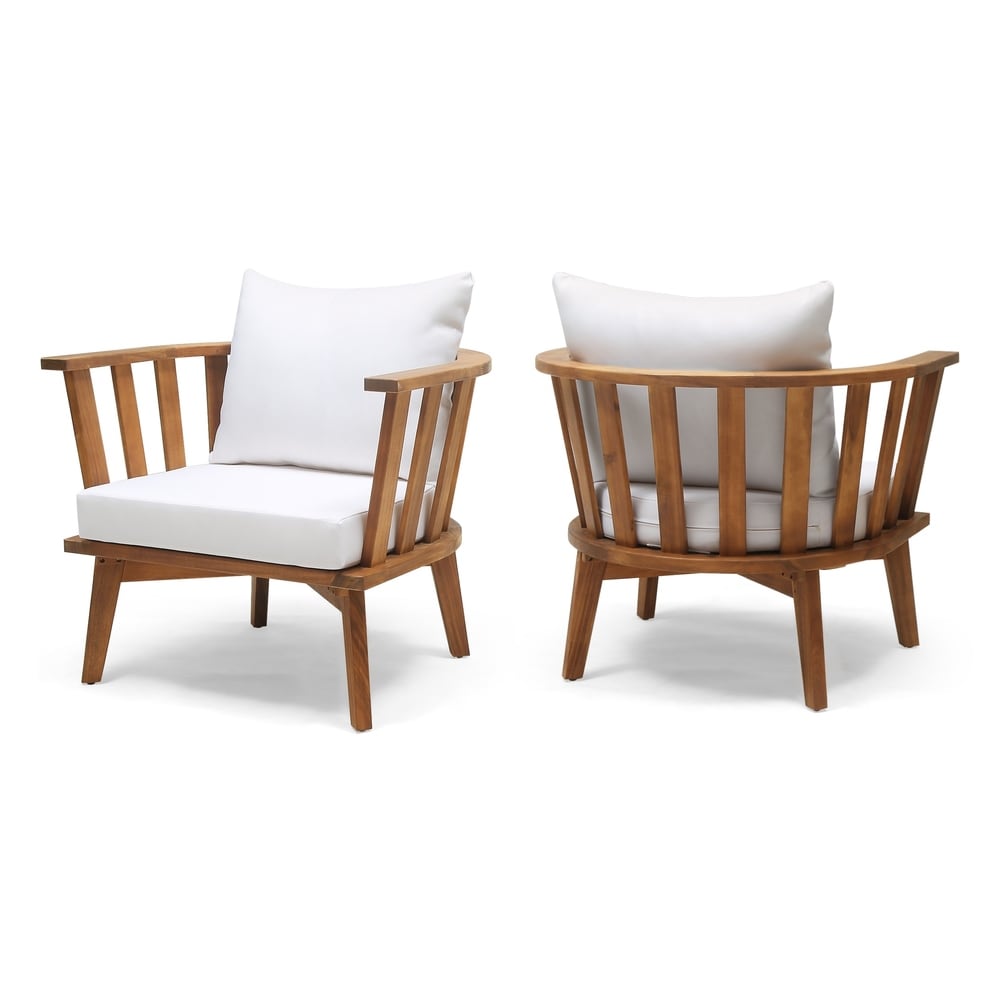Fauteuils de jardin en bois d'acacia Sedona avec coussins (lot de 2) de Christopher Knight Home
