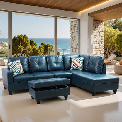 Ensemble de canapé semi-cuir synthétique PU 3 pièces pour salon