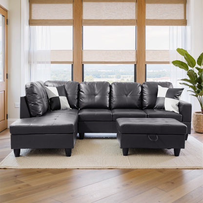 Ensemble de canapé semi-cuir synthétique PU 3 pièces pour salon