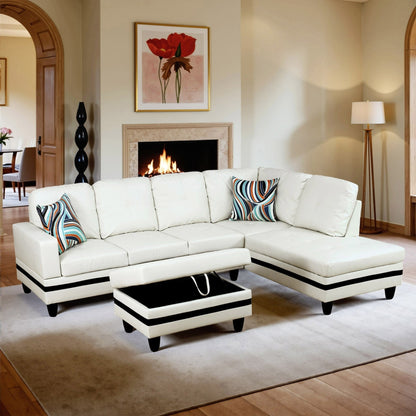 Ensemble de canapé semi-cuir synthétique PU 3 pièces pour salon