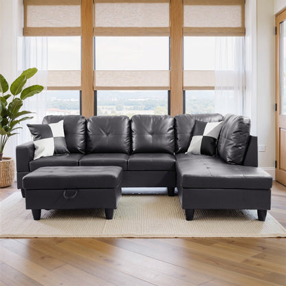 Ensemble de canapé semi-cuir synthétique PU 3 pièces pour salon