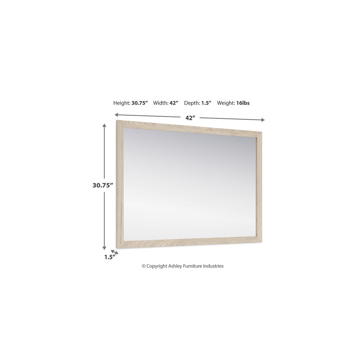 Miroir de chambre à coucher Cadmori beige de Signature Design by Ashley - Brun - 98,7 cm L x 3,3 cm P x 70,3 cm H