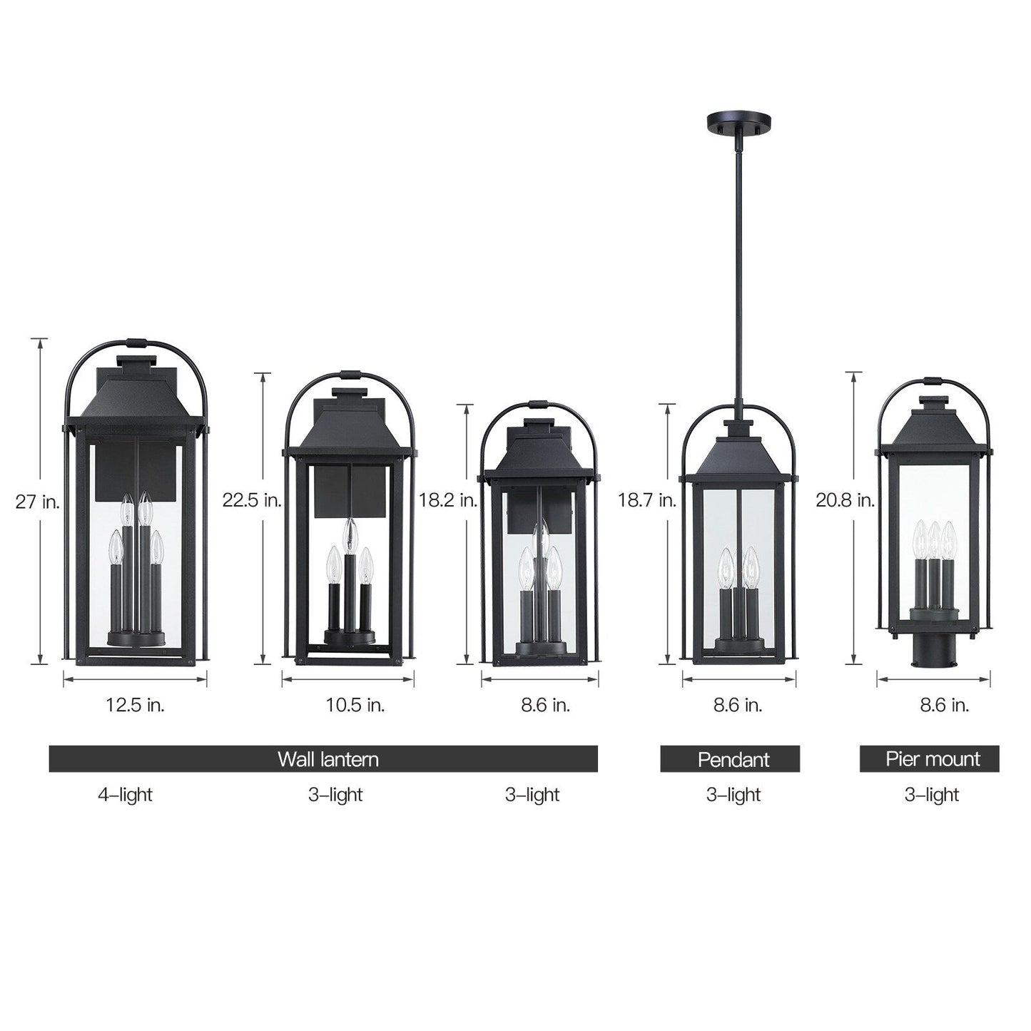 Applique murale extérieure noire Brits