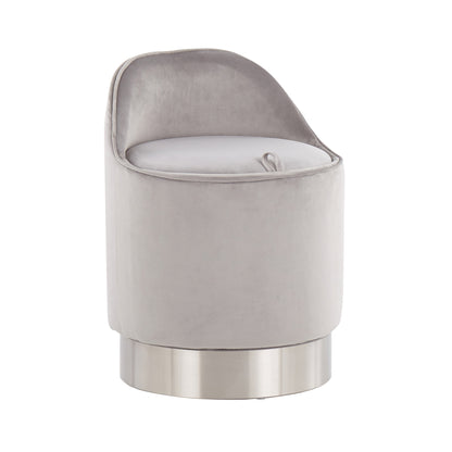 Tabouret de coiffeuse pivotant en velours Corday de Silver Orchid