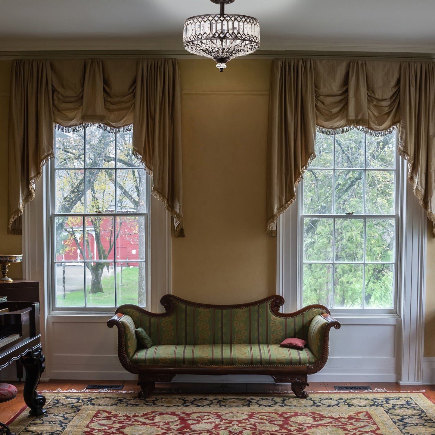 Applique lumineuse semi-encastrée en verre à plusieurs niveaux, bronze/or, modèle Furey de Silver Orchid - 37,5 x 37,5 x 38,8 cm (L x l x h)