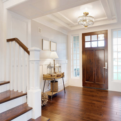 Applique lumineuse semi-encastrée en verre à plusieurs niveaux, bronze/or, modèle Furey de Silver Orchid - 37,5 x 37,5 x 38,8 cm (L x l x h)