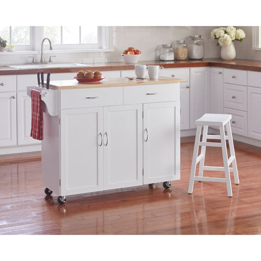 Chariot de cuisine Addie de Simple Living avec plateau en bois