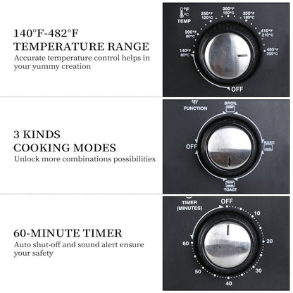 Four à griller simple avec une capacité de 20 litres, four à griller compact pour comptoir, facile à contrôler avec minuterie et réglages pour griller, cuire et faire des toasts.