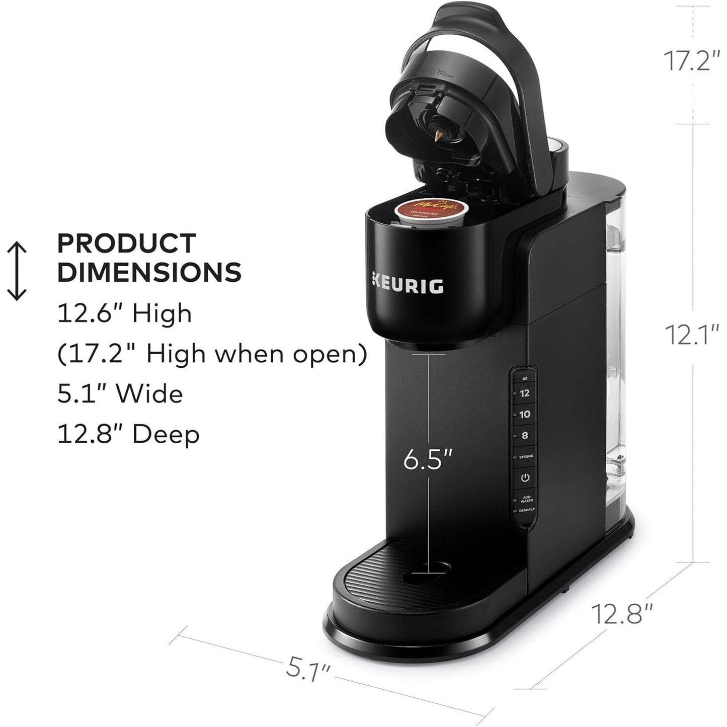 Machine à café à dosettes K-Cup, 3 tailles de tasse, café fort, réservoir de 42 oz, noir