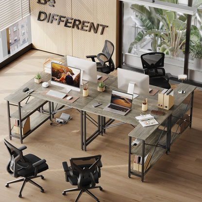 Bureau en forme de L avec étagères de rangement, bureau d'ordinateur d'angle.