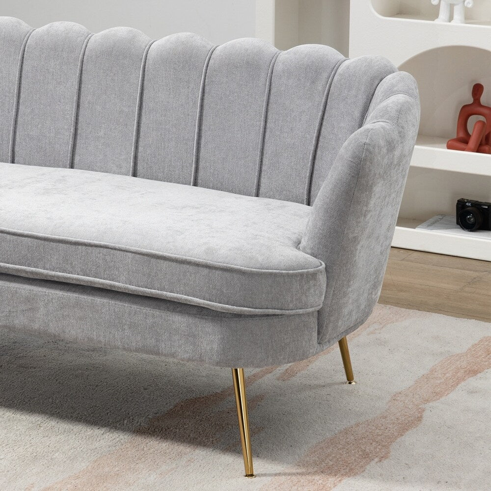 Petit canapé de salon, canapé deux places avec pieds en métal doré - 2 places