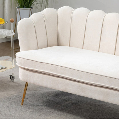 Petit canapé de salon, canapé deux places avec pieds en métal doré - 2 places