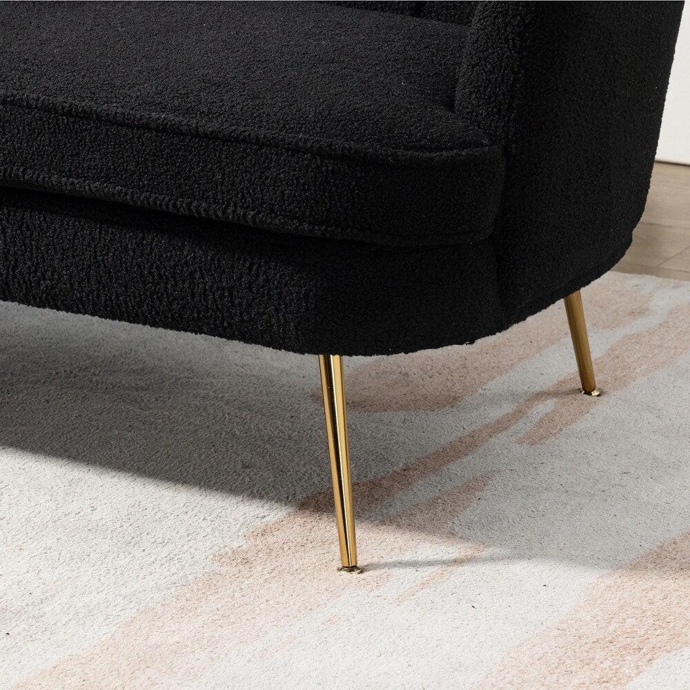 Petit canapé de salon, canapé deux places avec pieds en métal doré - 2 places