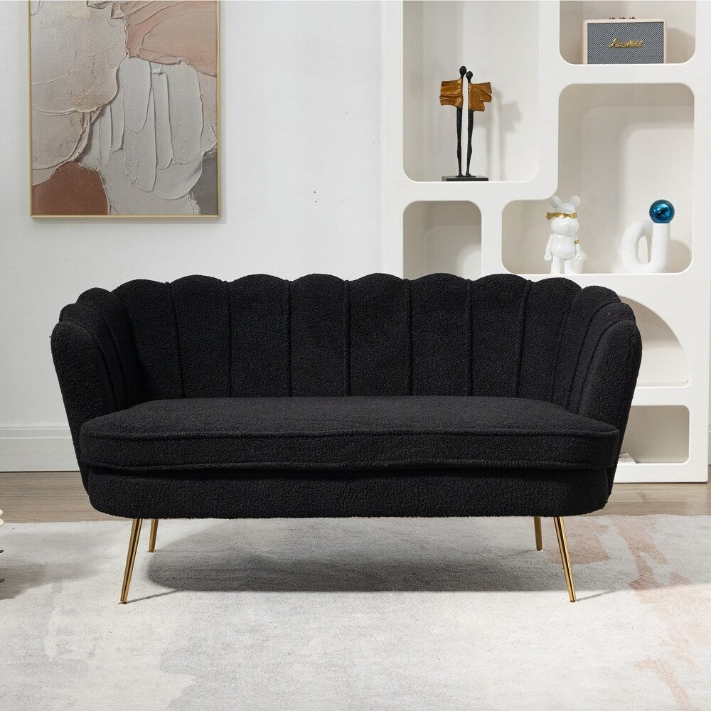 Petit canapé de salon, canapé deux places avec pieds en métal doré - 2 places