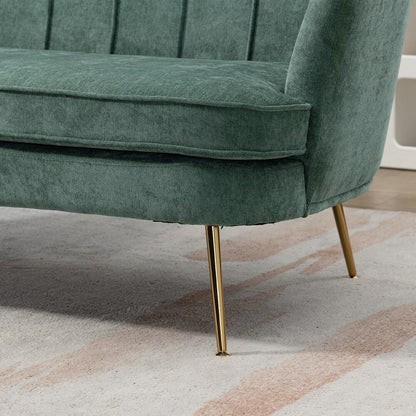 Petit canapé de salon, canapé deux places avec pieds en métal doré - 2 places