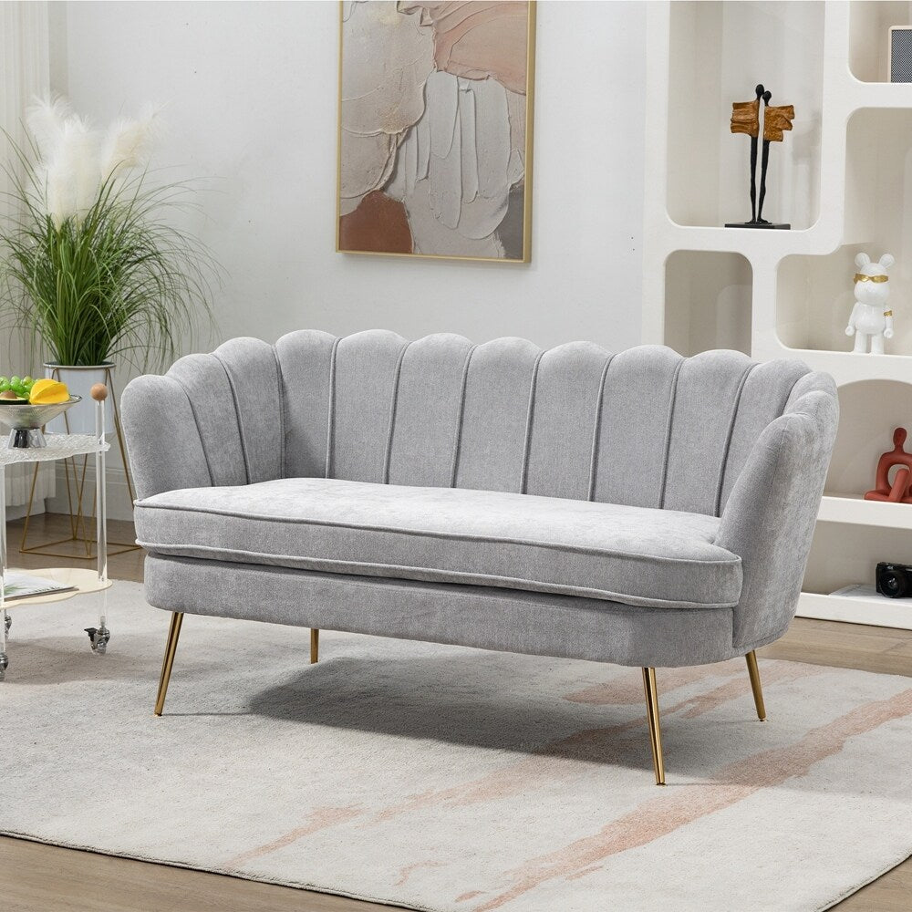 Petit canapé de salon, canapé deux places avec pieds en métal doré - 2 places