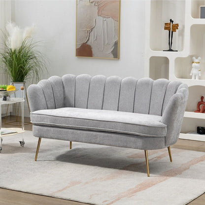 Petit canapé de salon, canapé deux places avec pieds en métal doré - 2 places