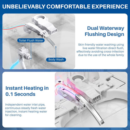 Toilettes intelligentes, Bidet à une pièce pour salles de bain, Toilettes modernes allongées avec eau chaude, Double chasse d'eau automatique, Fonctionnement par capteur de pied