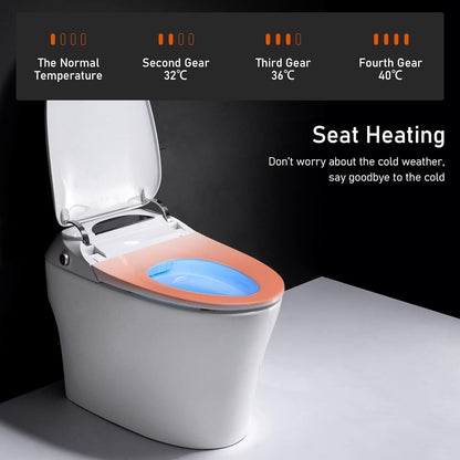 Toilettes intelligentes, Bidet à une pièce pour salles de bain, Toilettes modernes allongées avec eau chaude, Double chasse d'eau automatique, Fonctionnement par capteur de pied